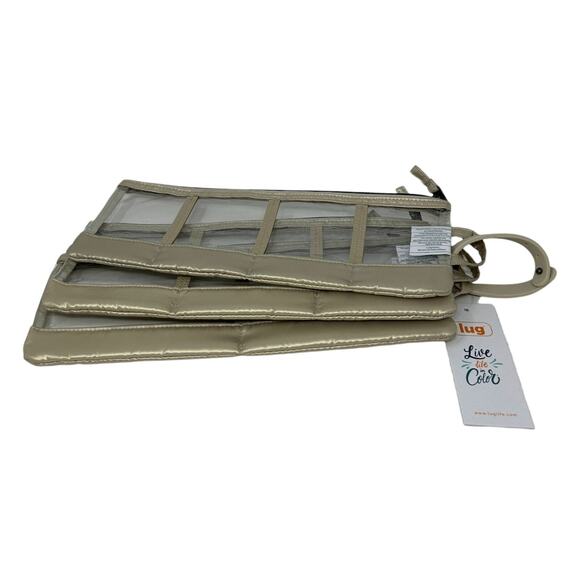 Lug Clearview Metallic Champagne Trio 3-Piece Zip Pouch Set Gold - Picture 8 of 16